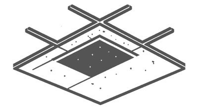 Schwarz-wei&szlig;es Icon f&uuml;r Deckensysteme im Trockenbau mit abgeh&auml;ngter Decke und Deckenplatten